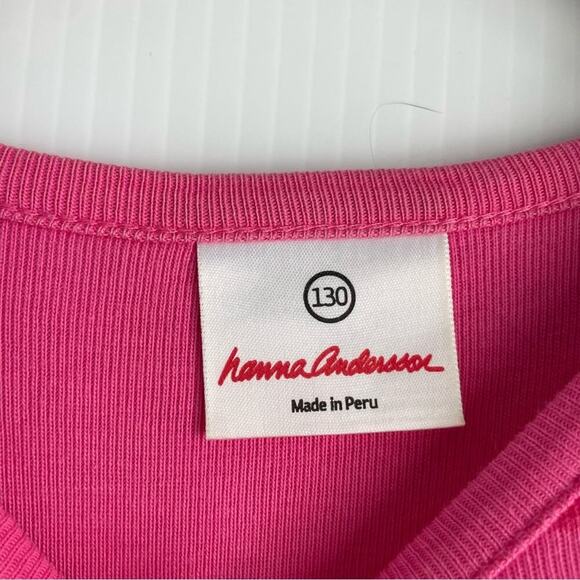 Hannah Andersson pink polka dot long sleeve dress button front size 8 - Picture 2 of 11